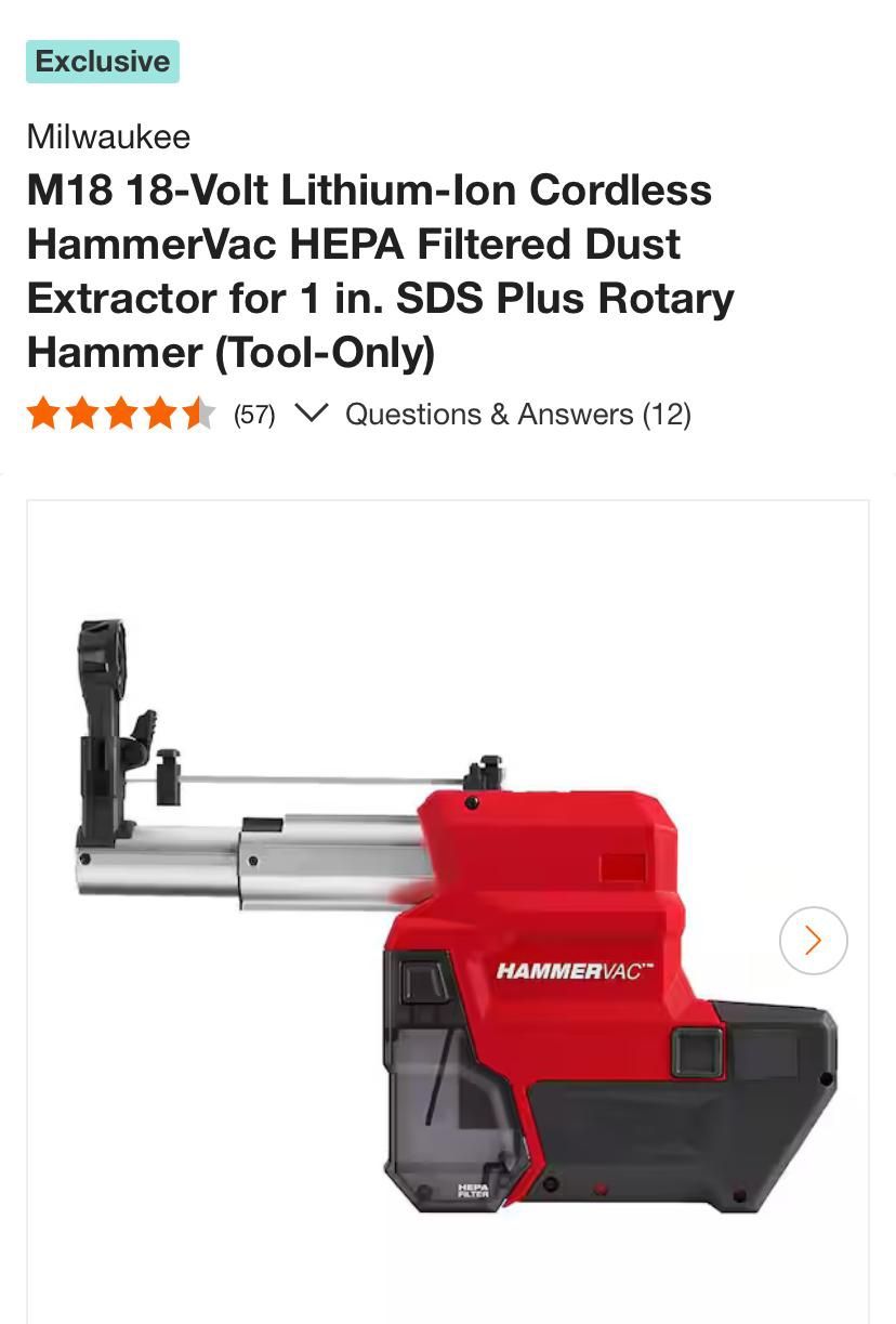 Milwaukee M18 18-Volt Lithium-Ion Cordless HammerVac (TOOL ONLY) NEW