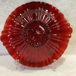 Anchor Hocking Old Cafe Pattern Vintage Glass Candy Dish 1930's 