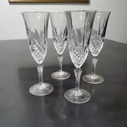 Set Of 4 Champagne Flutes.  By Cristal De Flandre. 