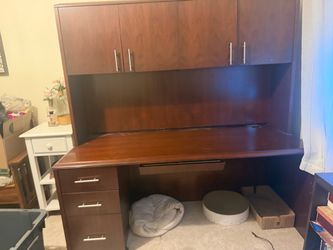 Desk and add-on section and small bookcase