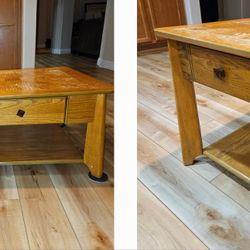 Solid Wooden Coffee Table & Matching End Table