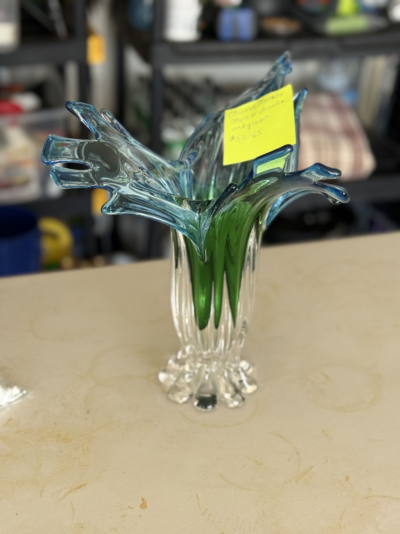 $125 β Chinese Murano Art Glass Vase β Blue & Green πΊ