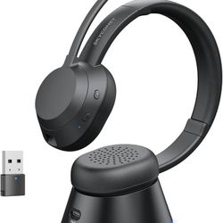 new Wireless Headset with Mic for Work, Bluetooth Headset with Microphone (Noise Cancellation), Wireless Headset with USB Dongle & Charging Dock for C