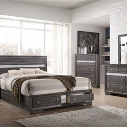 Brand new gray or black queen bed frame + dresser + mirror + nightstand
