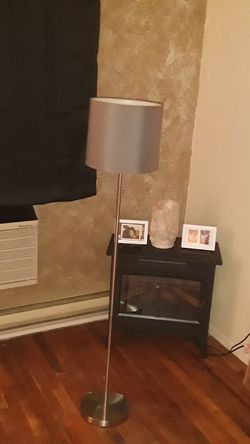 Standing Lamp with Gray Drum Shade