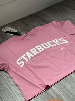 NEW Starbucks Pink Crop Top T-Shirt Small NWT Back to School Cute Graphic Tee