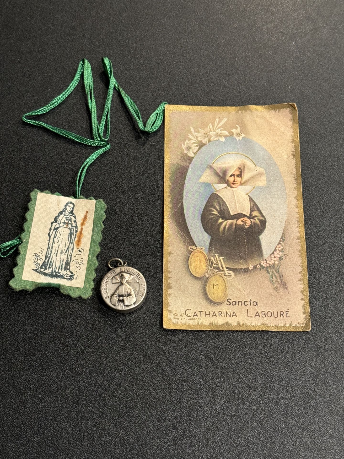 Vintage 1930’s relic pendant charm medallion of Saint Catherine Laboure