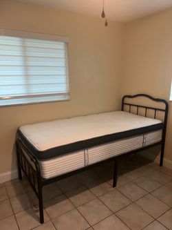 Twin XL Metal Bed Frame with Mattress