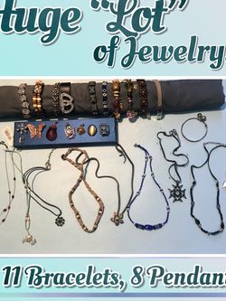 11 Bracelets, 8 Pendants/Charms, 8 Necklaces, and 2 Key Chains – Very Inexpensive “Lot” of Jewelry
