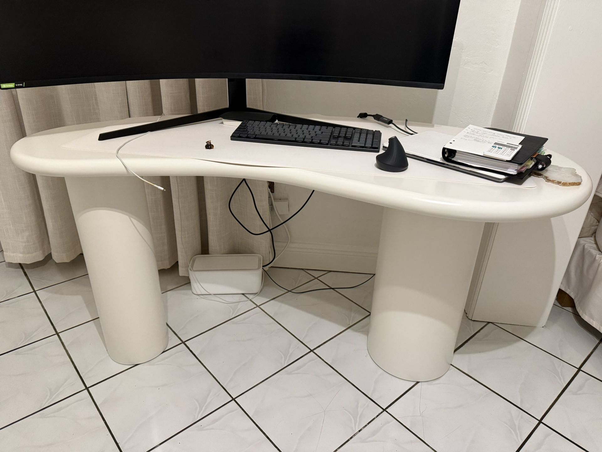 CB2 Bohnen White Resin Desk