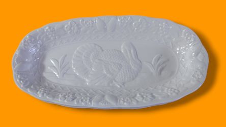 Set of Vintage Embossed Ceramic Turkey Trays Chesapeake Collection Himark Japan