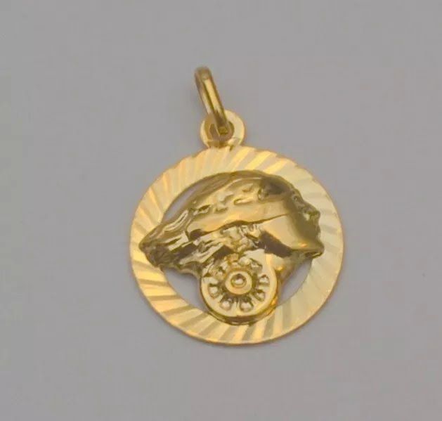 18k Yellow GOLD Lady Goddess of Fortuna Fortune Good Luck Pendant Charm