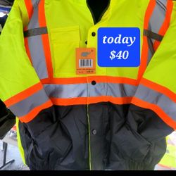 Hi-Vis Insulated Safety Bomber Reflective Jacket XS,S,M,L,XL,2XL,3Xl 