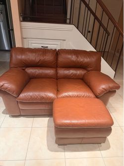 Italian Leather Sofa with Ottoman - Free