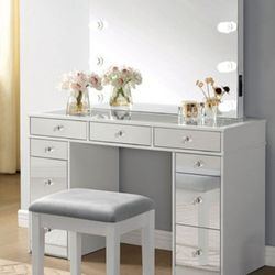 Brand New White Vanity + Stool 