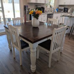 Dining Table With Chairs, Extension Leaf