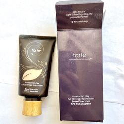tarte Amazonian Clay 12-Hour Full Coverage Foundation Light Neutral NIB Sealed