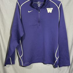 Nike Dr-Fit University Of Washington Quarter Zip Pullover Purple L Long Sleeve