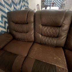 FREE Brown Faux Leather Couch