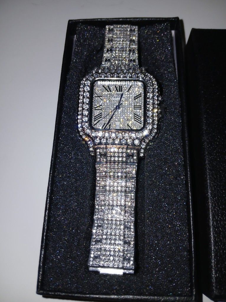 Cartier VVS Moissanite Diamond Watch . Passes Diamond Tester