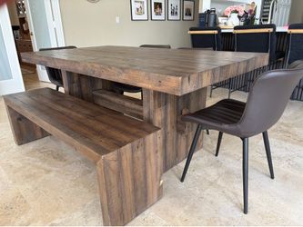 WEST ELM EMERSON DINING TABLE AND BENCH