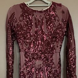 Burgundy Sequined Gown By Fashion Nova🔴Read FULL Description Below🔴