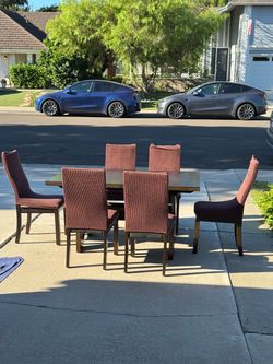 Dining table with six chairs