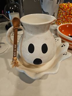 Halloween Ghost Ceramic Pitcher with Tray