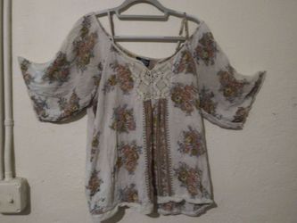Floral Boho Blouse with Crochet Detail