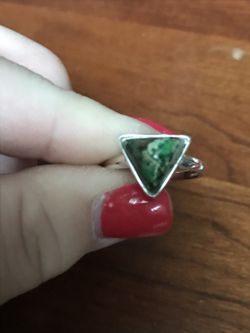 Size 7.5 solid silver and green turquoise ring