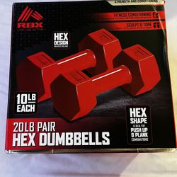 10 lb Hex DumbBells 