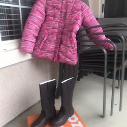 Boots Size 4 And Snow Coat Size 10/12 For Girls Gently Used Like New Both For $17