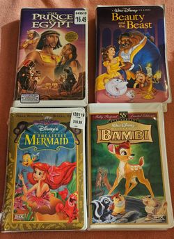 Disney and DreamWorks VHS Movie Lot - Beauty and the Beast, The Little Mermaid, Bambi, The Prince of