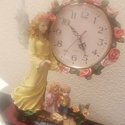 Angel Woman Wit Children Clock