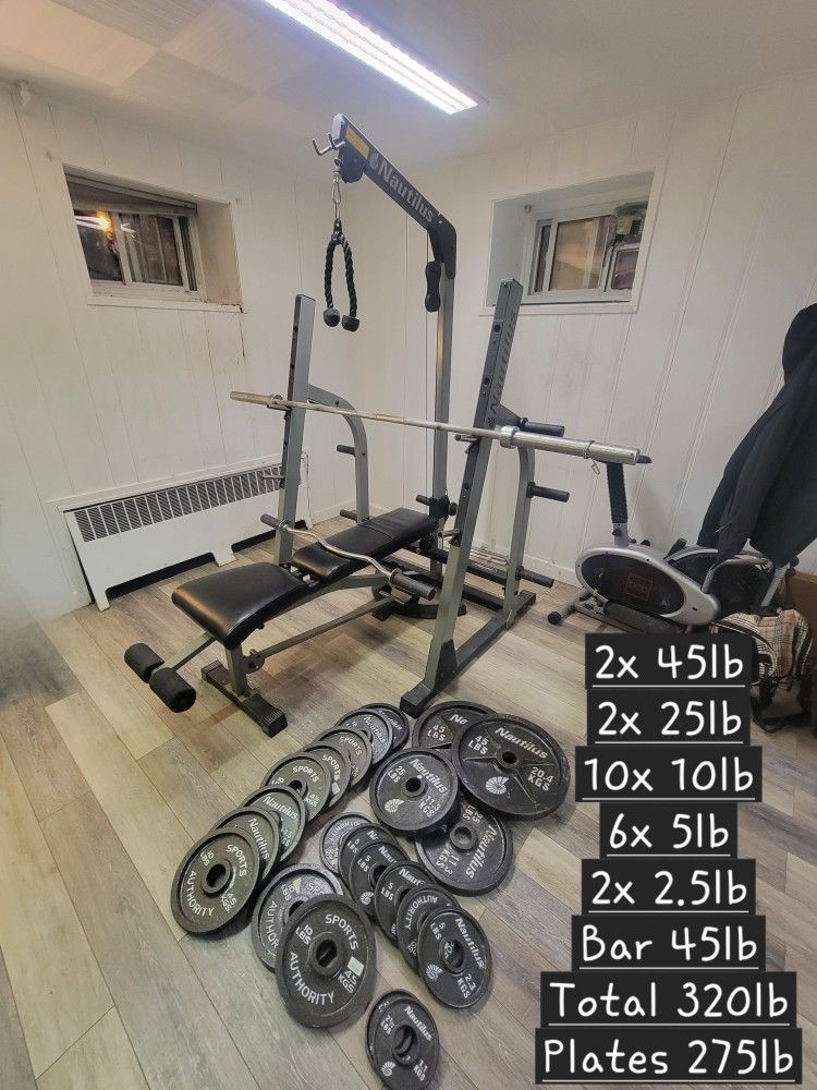 Gym Bench Rack Weight Set w/ 320lbs - Can deliver & install