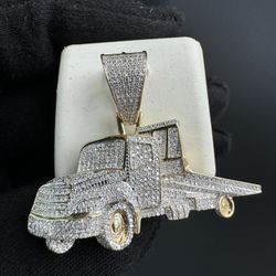 Tow Truck 🛻 Charm 10K Yellow Gold 0.86CTW DIAMOND S