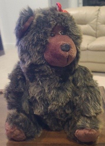 Plush Brown Bear with Red Bow