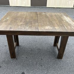 Solid Brown Extendable Wooden Table 