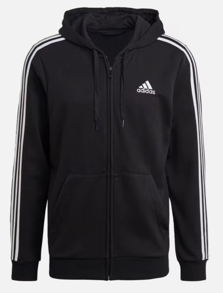 Adidas Essentials French Terry 3 Stripes Full Zip Medium New