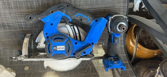 KOBALT impact drill and battery operated circular saw