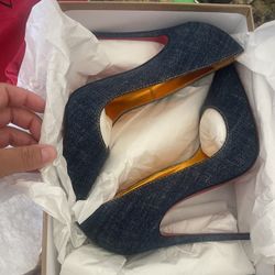 Women’s heels - Red Bottoms denim Color