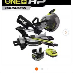 RYOBI ONE+ HP 18V Brushless Cordless 10 in. Sliding Compound Miter Saw Kit with 4.0 Ah HIGH PERFORMANCE Battery and Charger