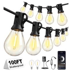 Brandnew 100FT-Outdoor-String Lights-Waterproof-Dimmable-S08-Edison-LED-Bulbs-Patio-Outside-Porch-Backyard-Garden-Gazebo-Yard-Deck-Balcony-Party-Campi