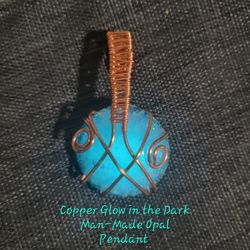 Wire Wrapped Glow Resin Stone Pendant 