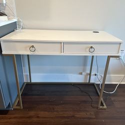 White and Gold Marble Desk