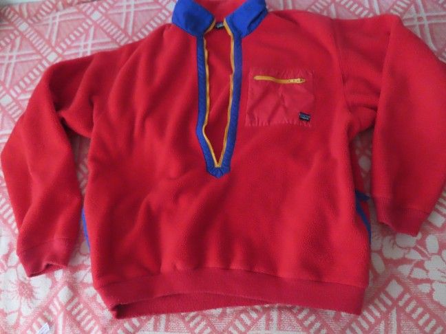 Vintage Patagonia Pullover Fleece Jacket Size XL Red Made USA 25351 (flaw)