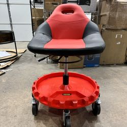 Rolling Shop Stool 300 Lbs. Load Garage Mechanic Seat Adjustable Height 21 to 26 in. with Swivel Casters Tool Tray
