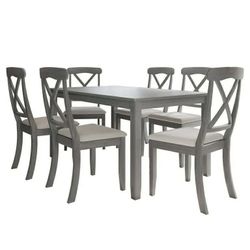 CraftPorch Farmhouse Style 7-piece Wooden Dining Set Grey