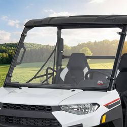 KEMIMOTO UTV Scratch-Resistant Front Windshield, Compatible with Polaris Ranger 150 EFI Youth 2018+, Double-Layer Thickened PC Full Window, Pre-instal