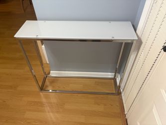 Glass Top Console Table with Chrome Frame